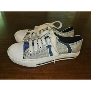 Indianapolis Colts Women's FOCO Sneakers Canvas Low Top Blue Silver Glitter Sz 7